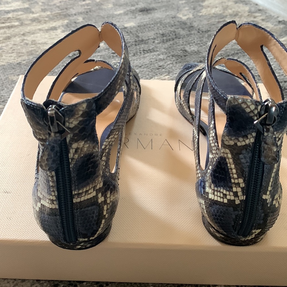 Blue/Gray Ankle Python Birman Flat Cage Sandal. - image 2